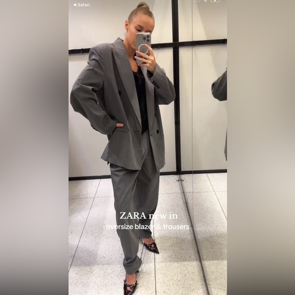 ZARA OVERSIZE PINSTRIPE BLAZER - Picture 5 of 15